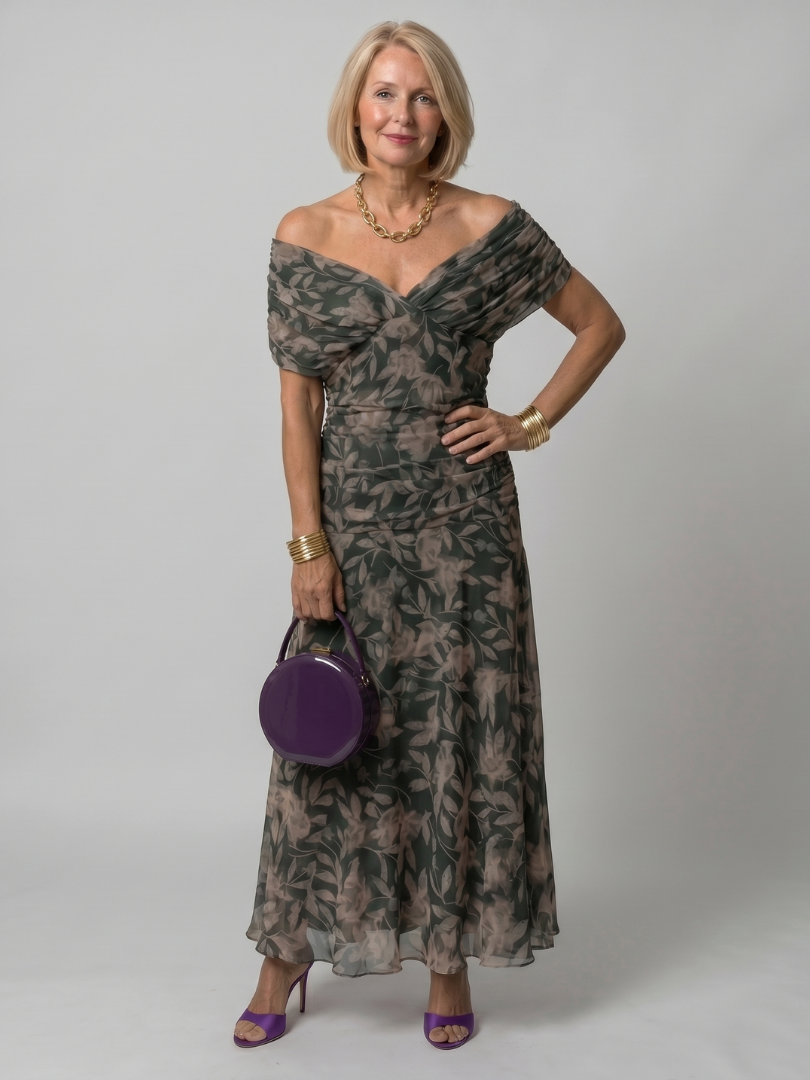 Violet | Off Shoulder Flow Midi Dress
