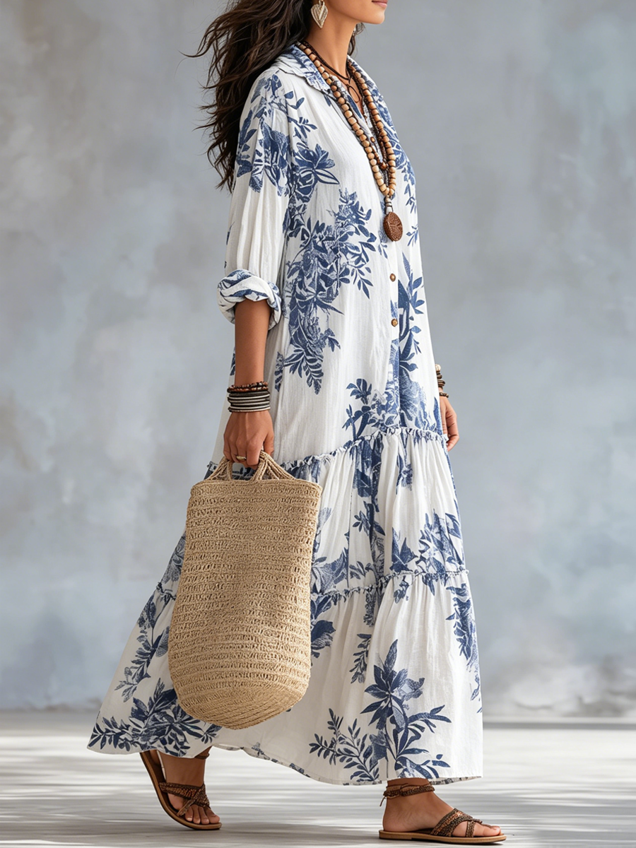 Amelia | Blue Floral Maxi Dress