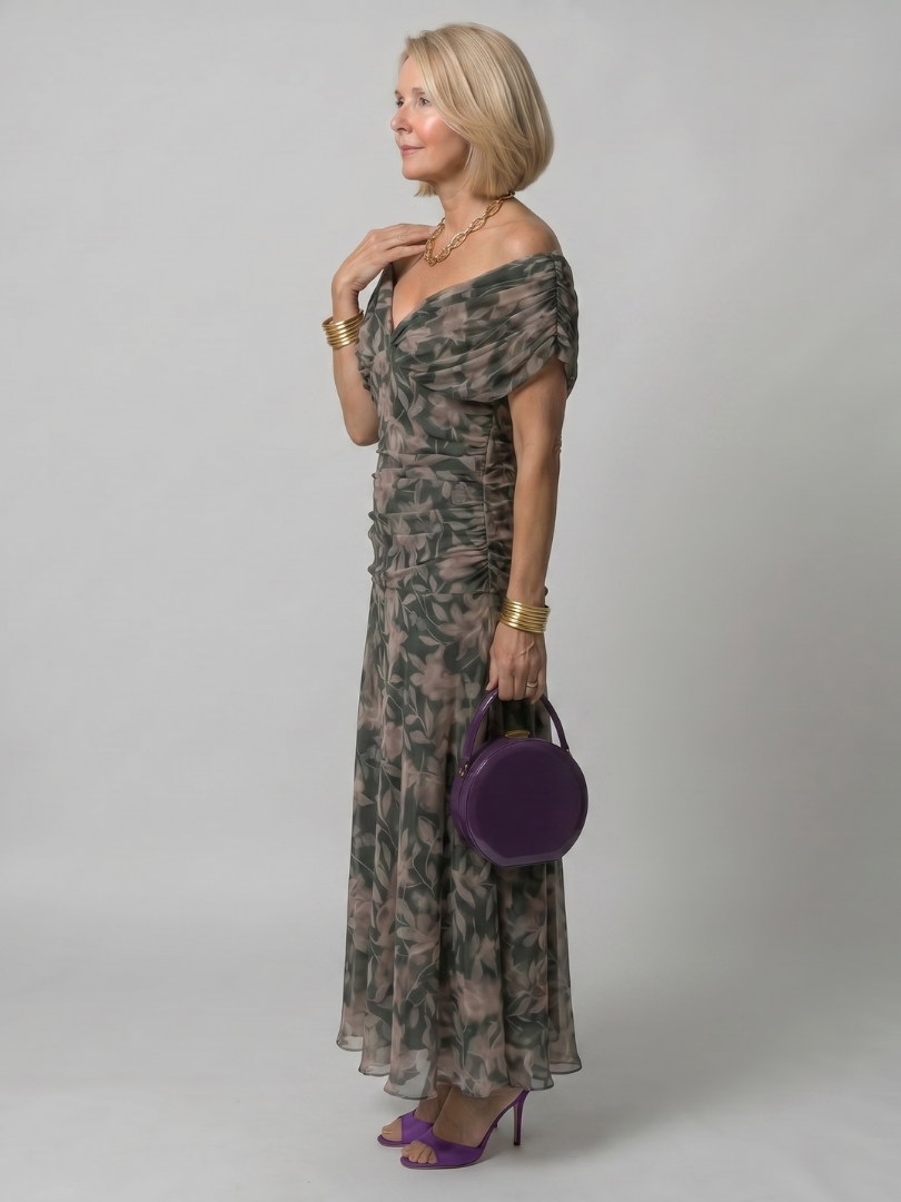 Violet | Off Shoulder Flow Midi Dress
