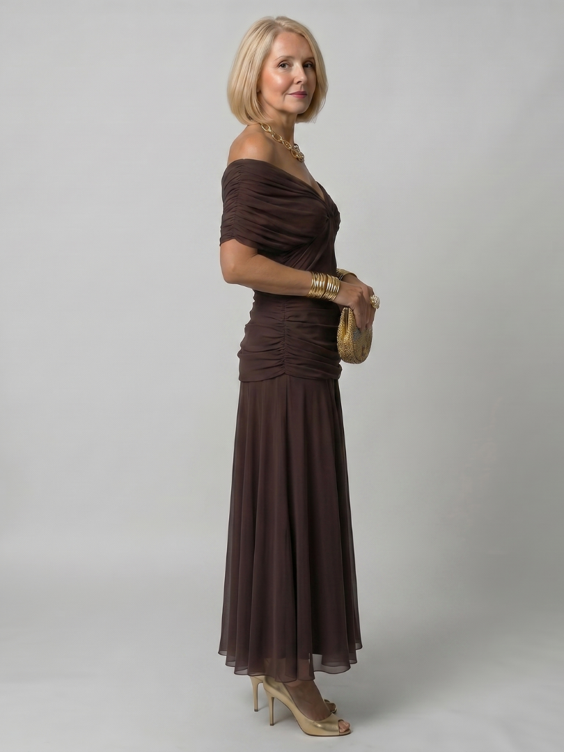 Violet | Off Shoulder Flow Midi Dress