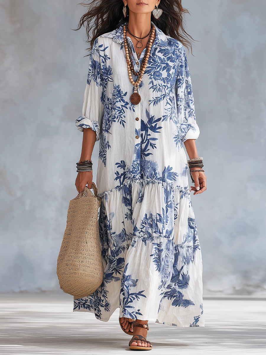 Amelia | Blue Floral Maxi Dress