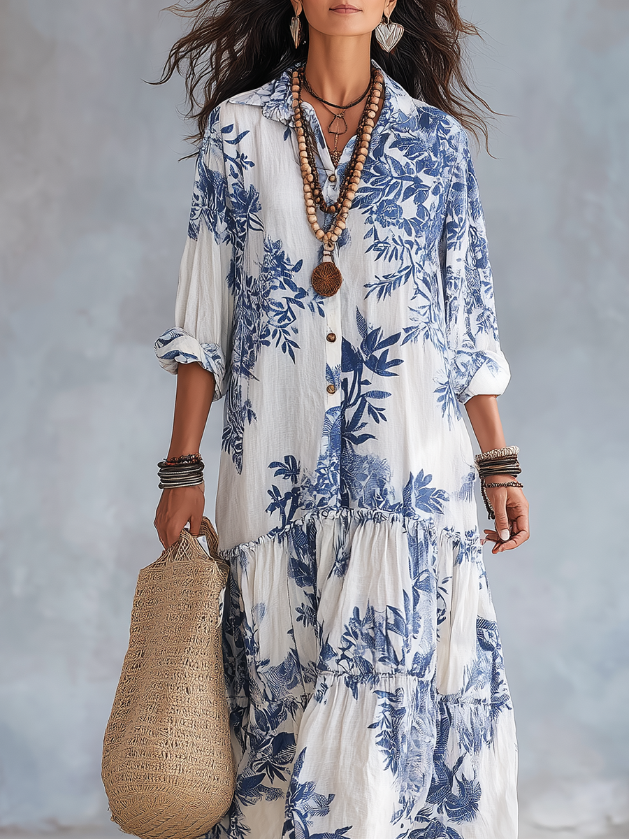 Amelia | Blue Floral Maxi Dress