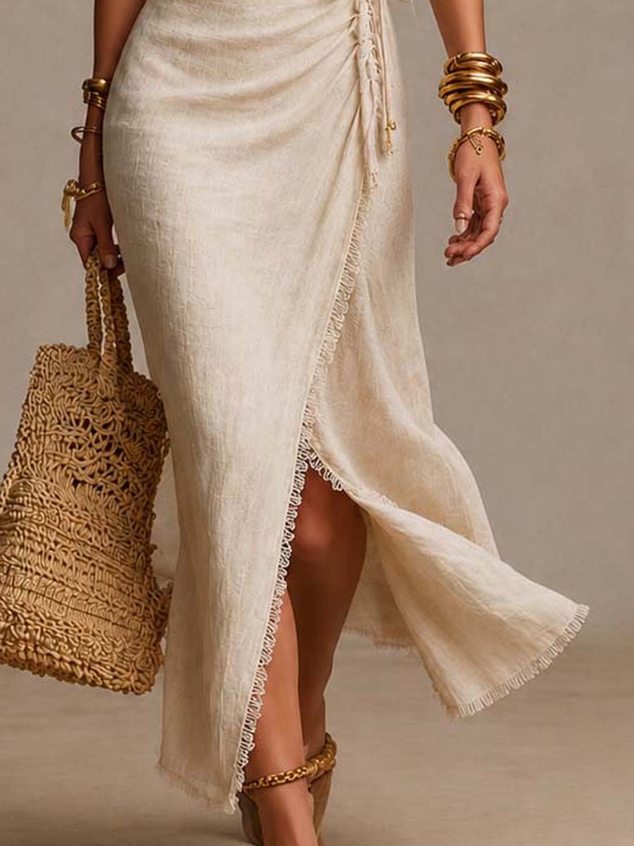 Maeve | Wrap-Front Ruched Midi Dress