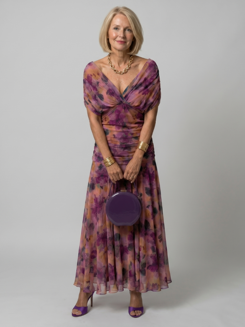 Violet | Off Shoulder Flow Midi Dress