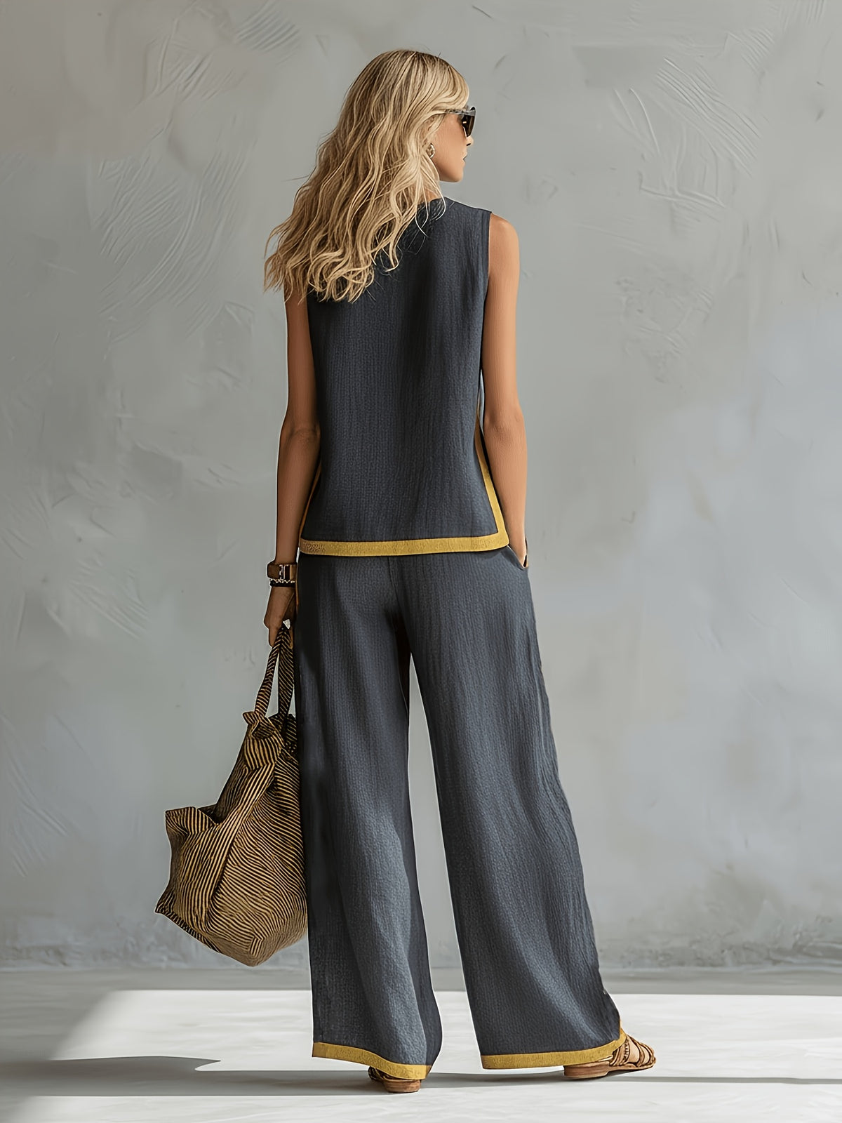 Elena | Contrast Trim Wide-Leg Set