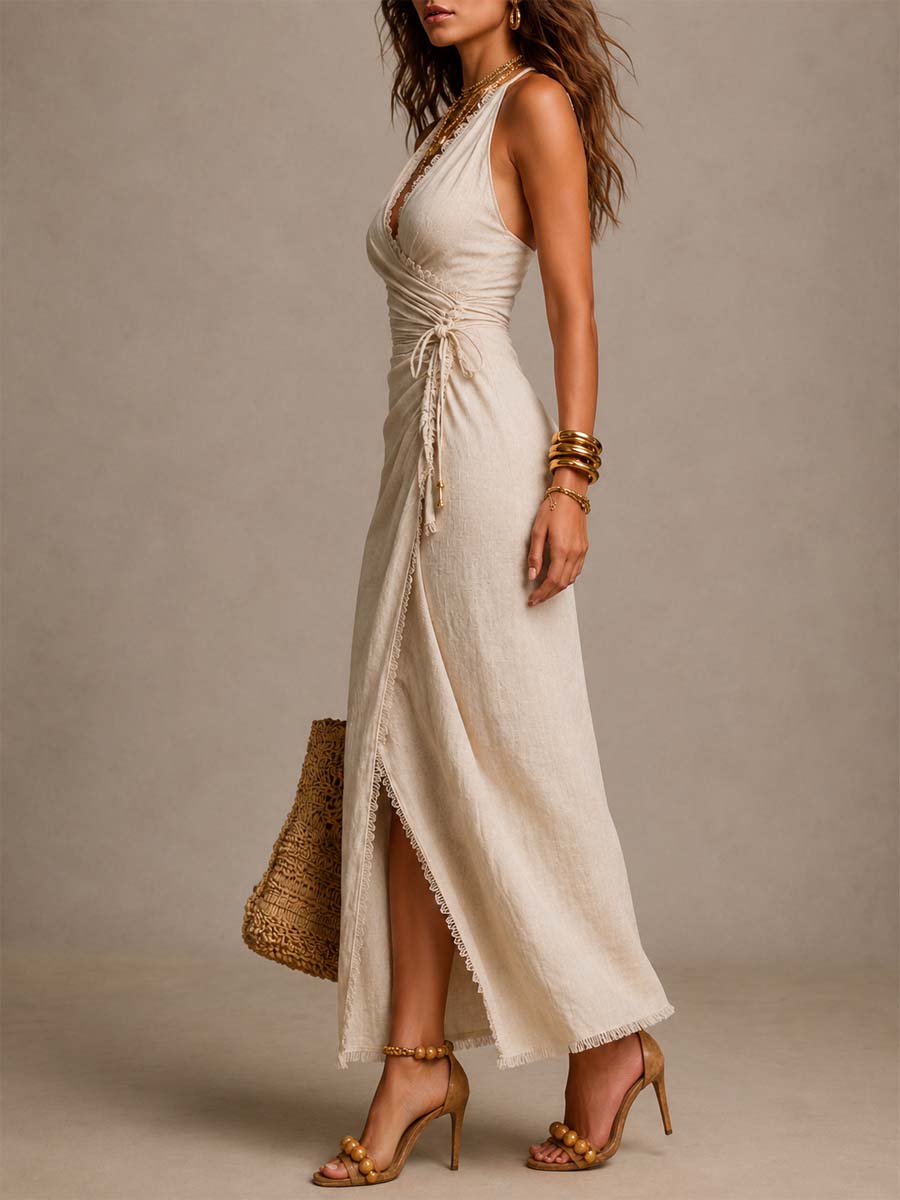 Maeve | Wrap-Front Ruched Midi Dress