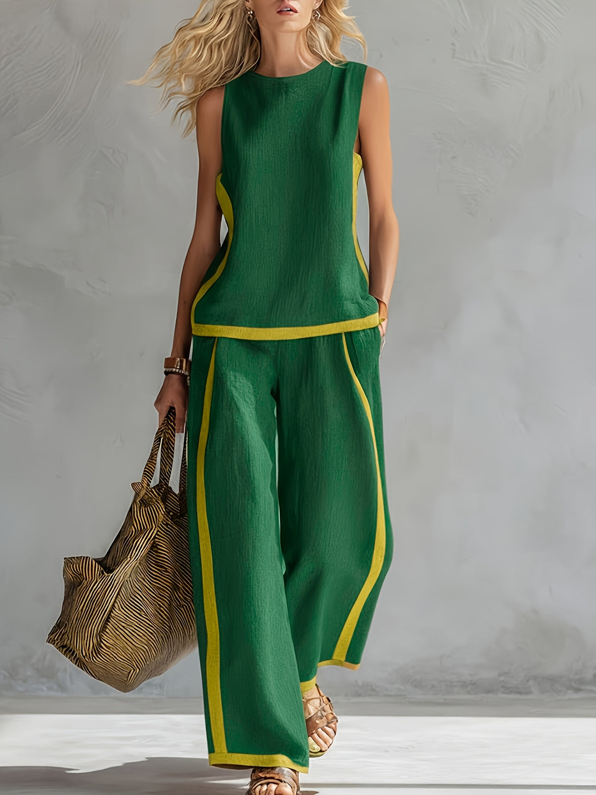 Elena | Contrast Trim Wide-Leg Set