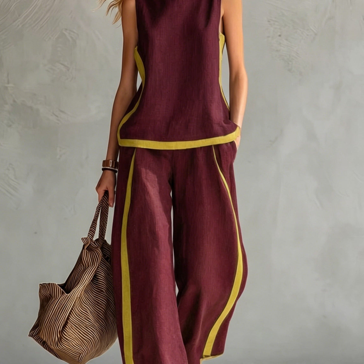 Elena | Contrast Trim Wide-Leg Set