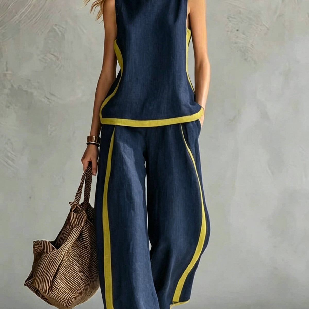 Elena | Contrast Trim Wide-Leg Set
