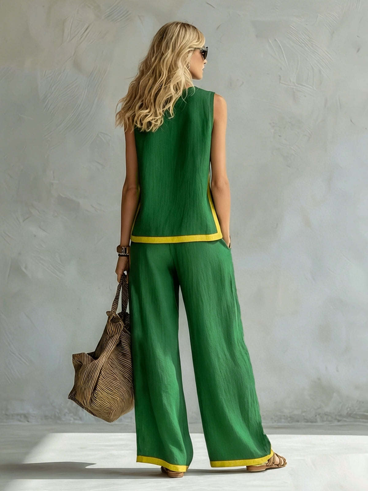 Elena | Contrast Trim Wide-Leg Set