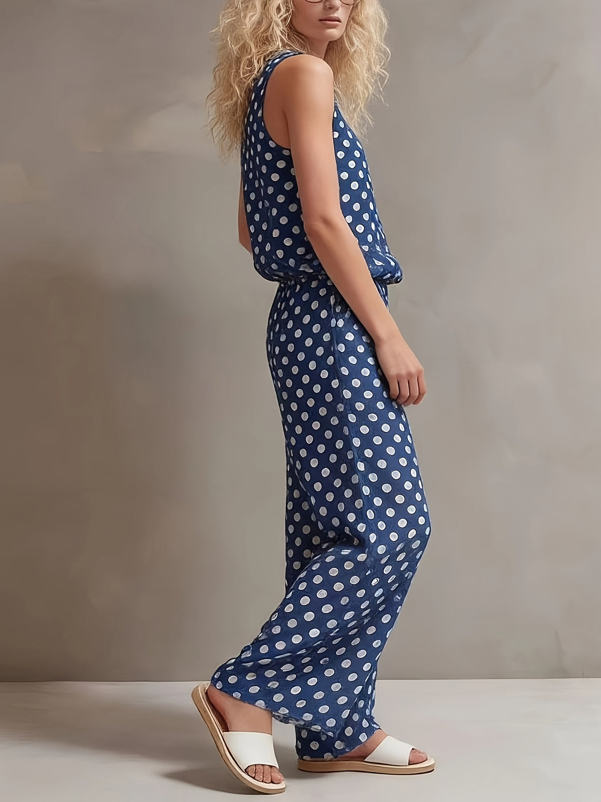 Elegant Polka Dot Wide-Leg Set