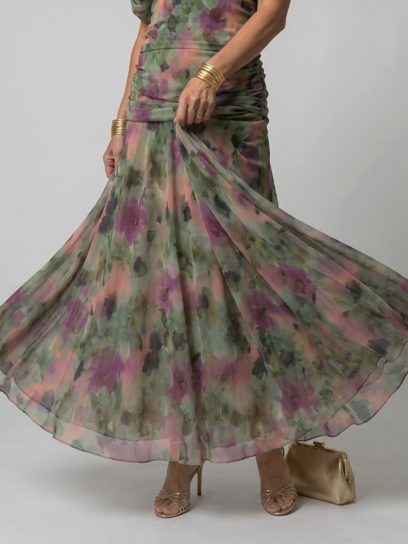 Violet | Off Shoulder Flow Midi Dress