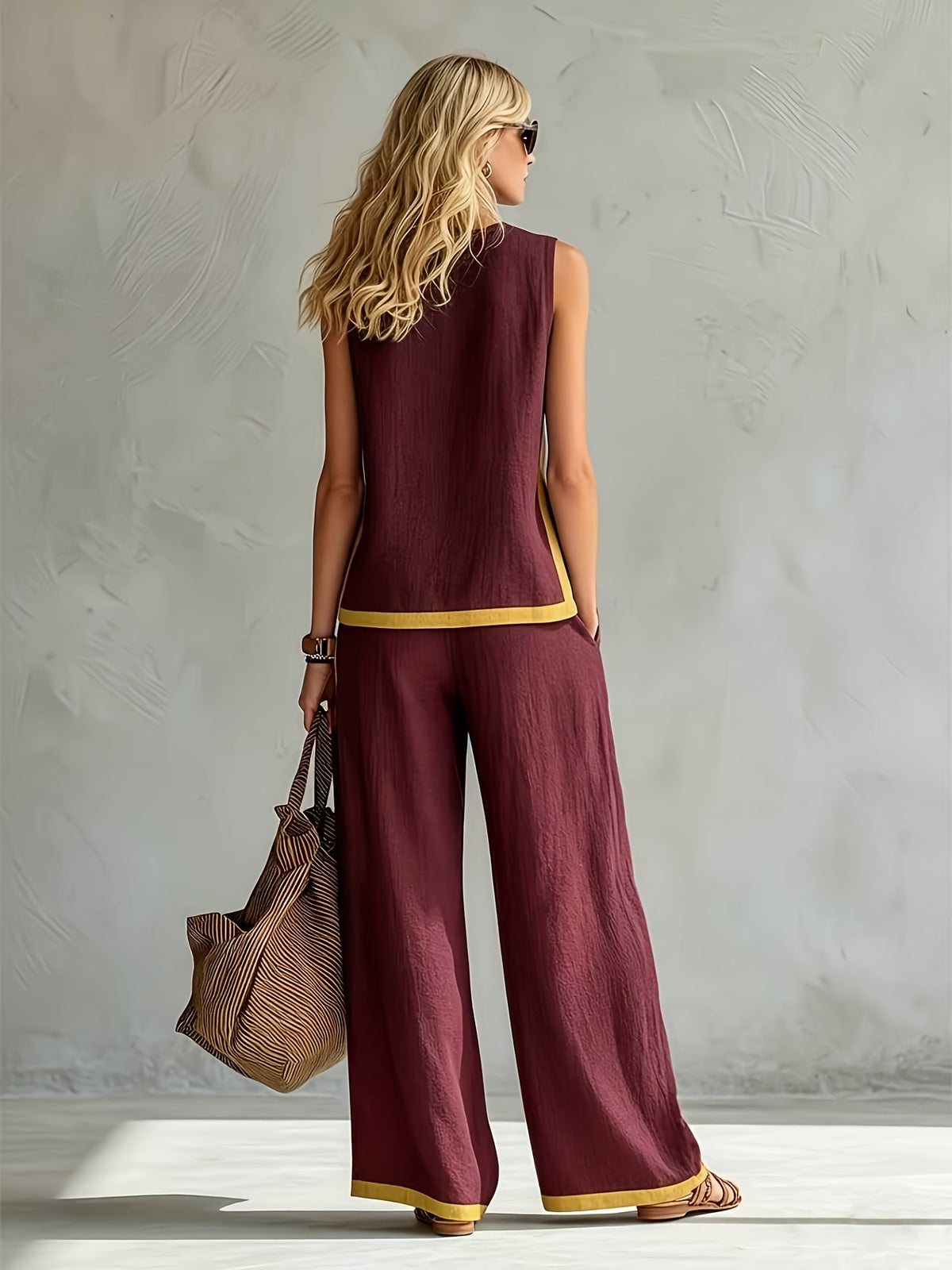 Elena | Contrast Trim Wide-Leg Set