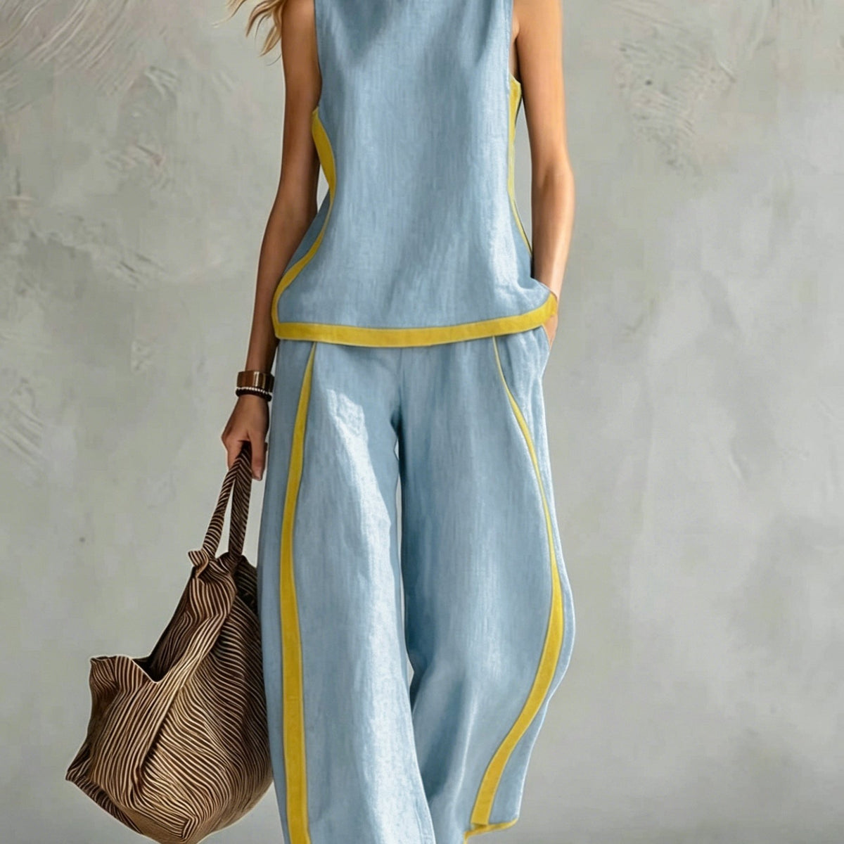 Elena | Contrast Trim Wide-Leg Set