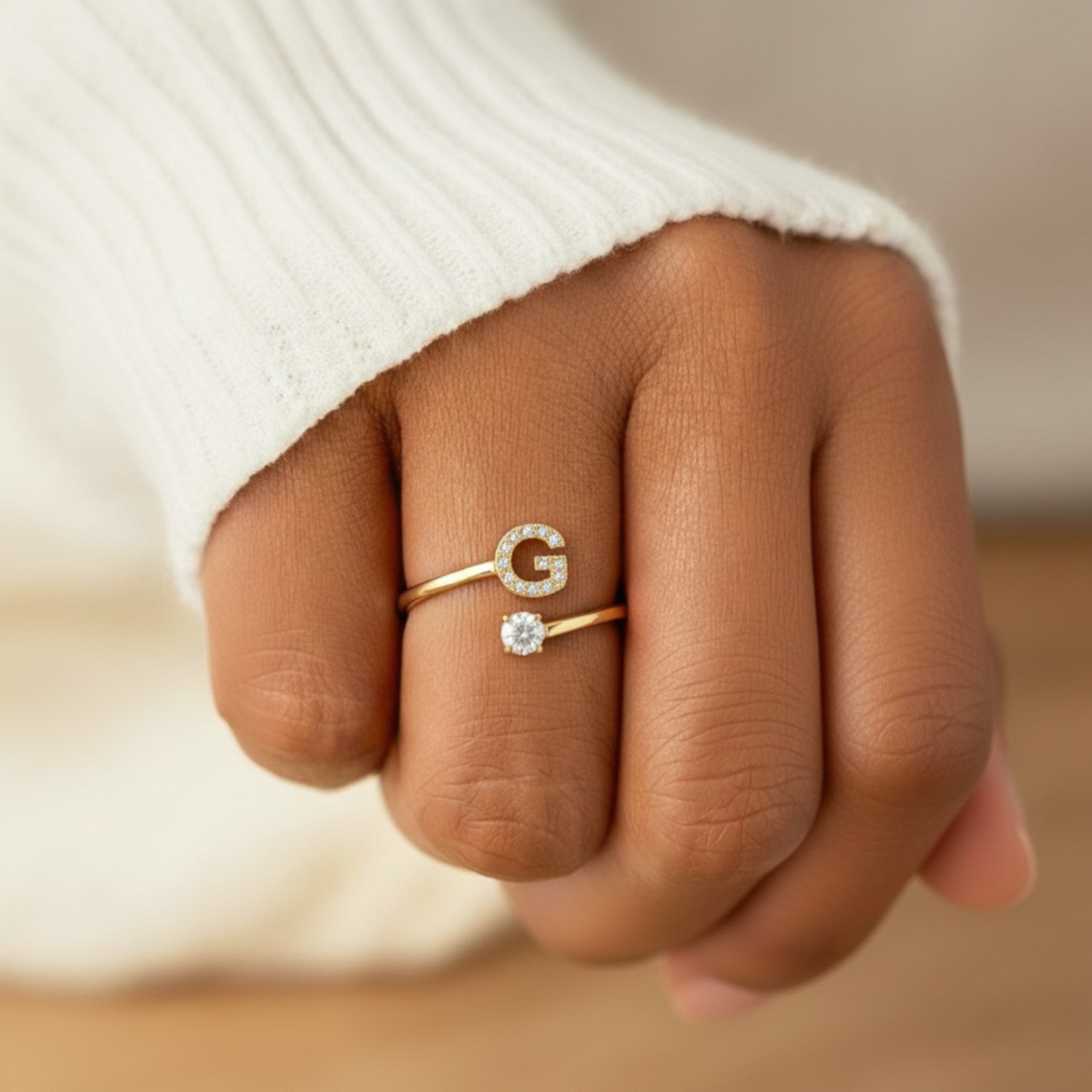 Diamond Initial Ring