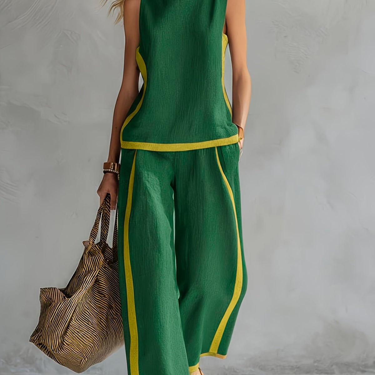 Elena | Contrast Trim Wide-Leg Set