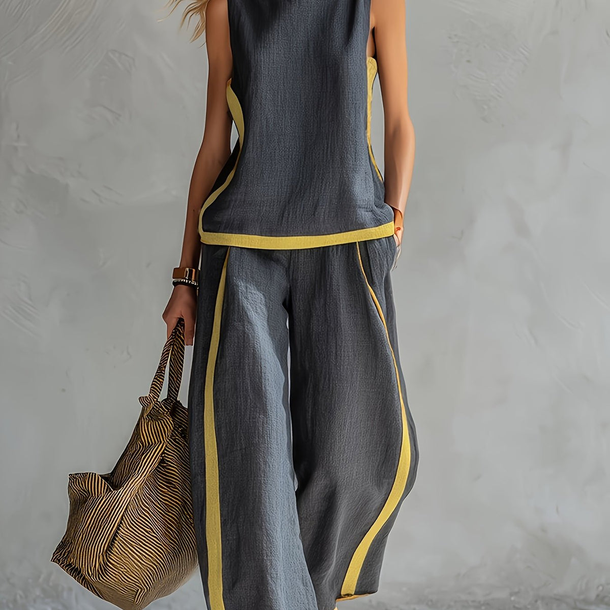 Elena | Contrast Trim Wide-Leg Set
