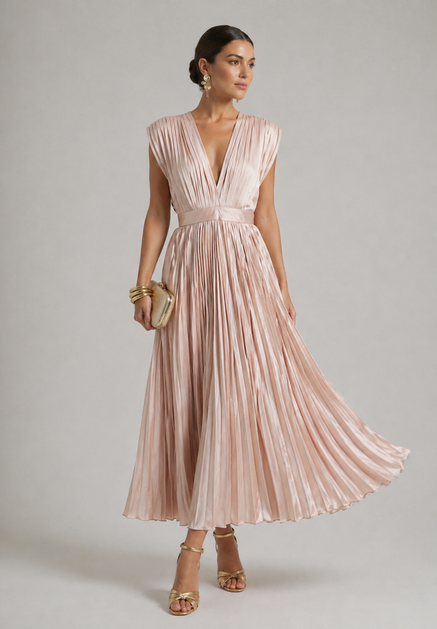 Emily | Timeless Pleated Midi Dress