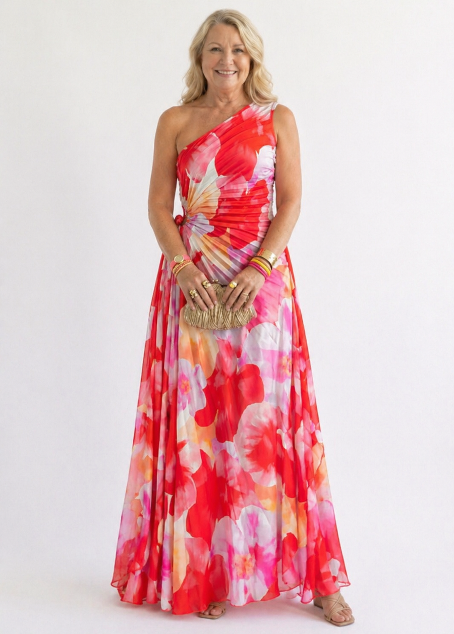 Lily | Pleated One-Shoulder Dress