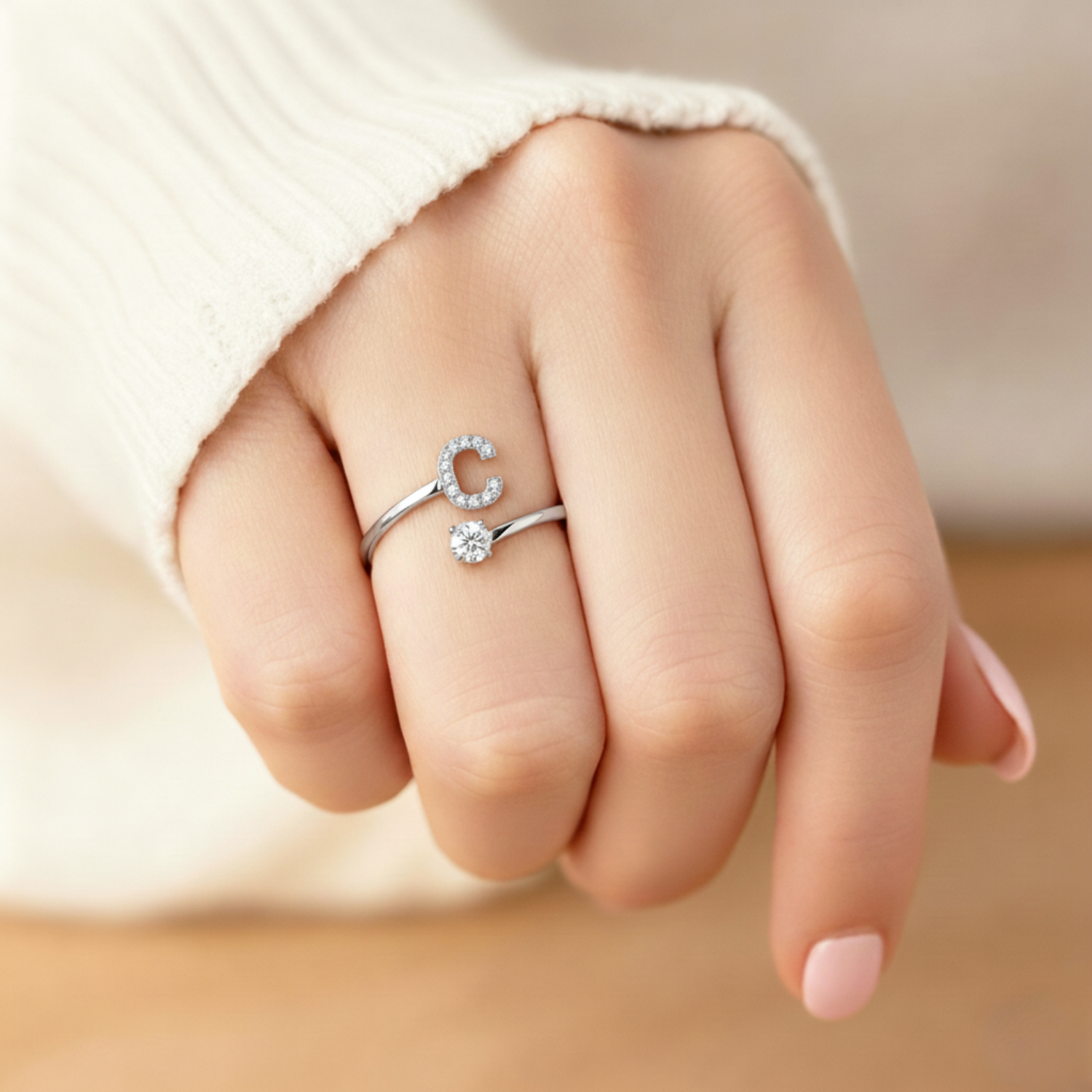 Diamond Initial Ring