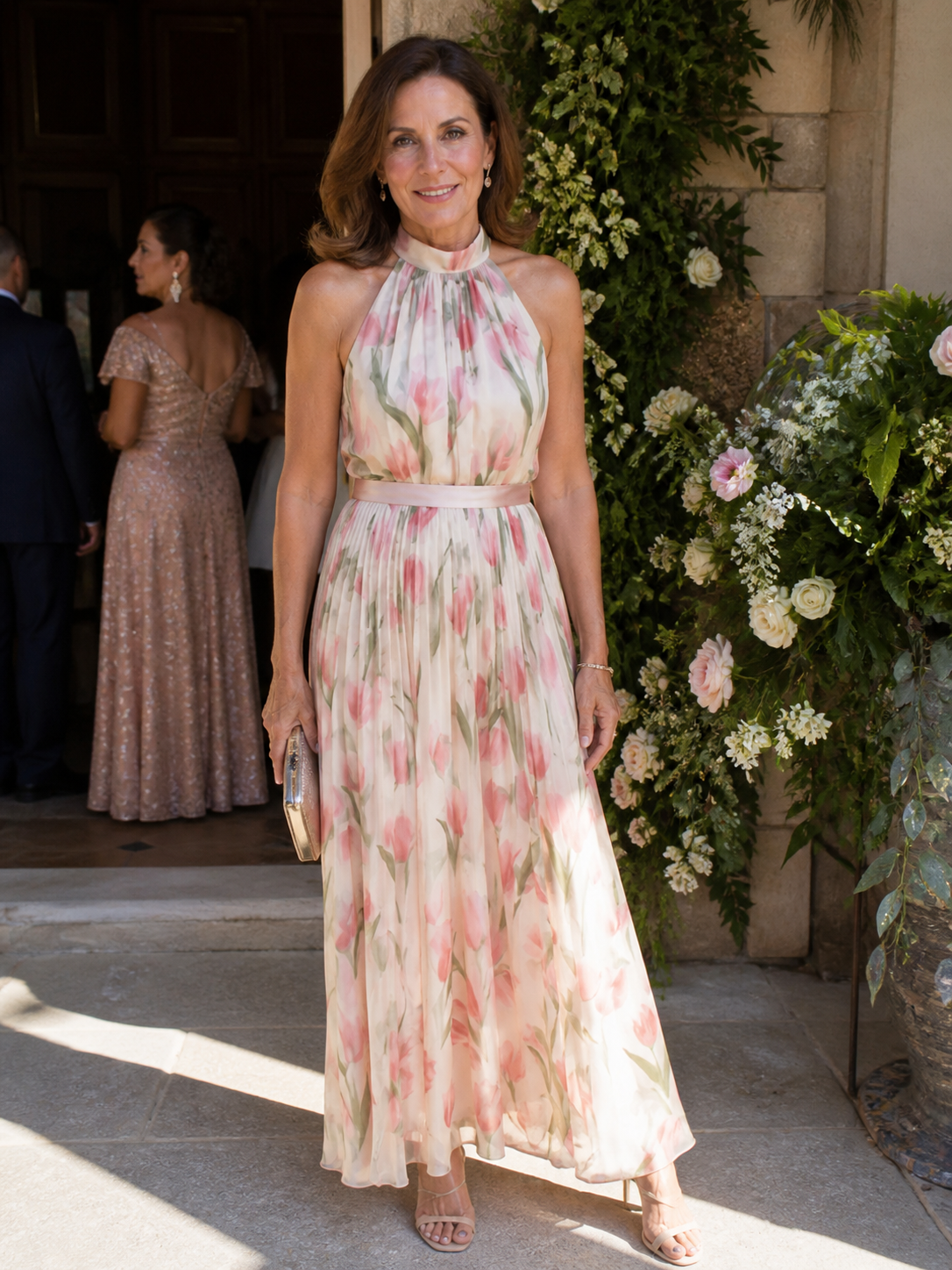 Victoria | Halter Neck Floral Midi Dress