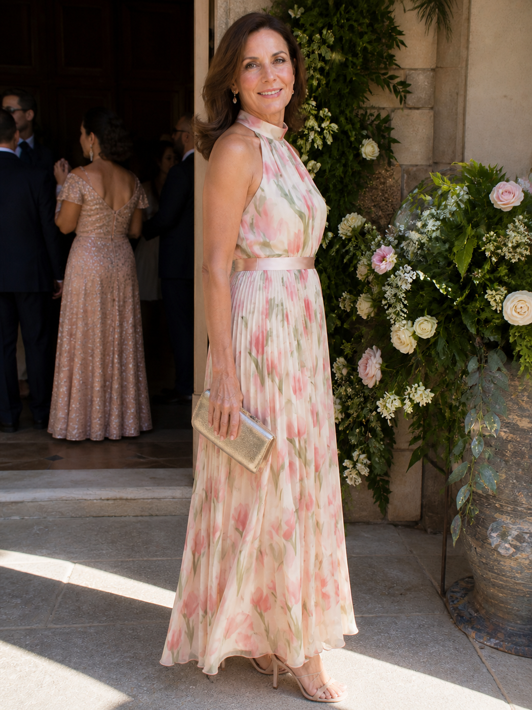 Victoria | Halter Neck Floral Midi Dress