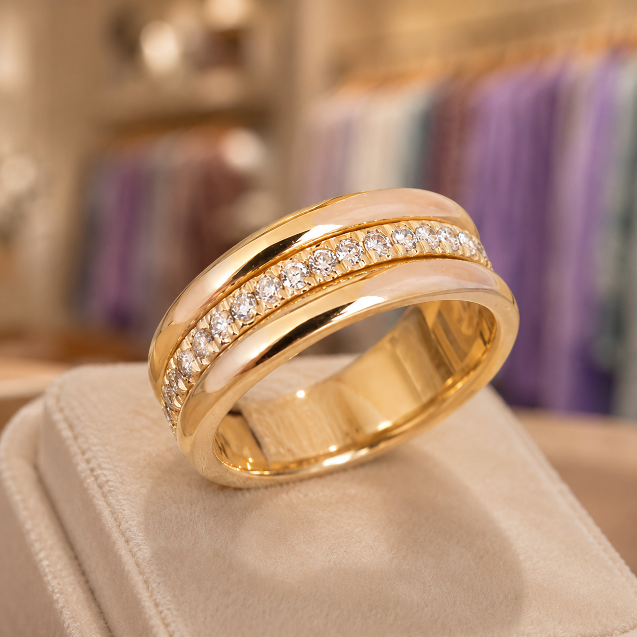 Vintage Gold Zirconia Inlaid Ring