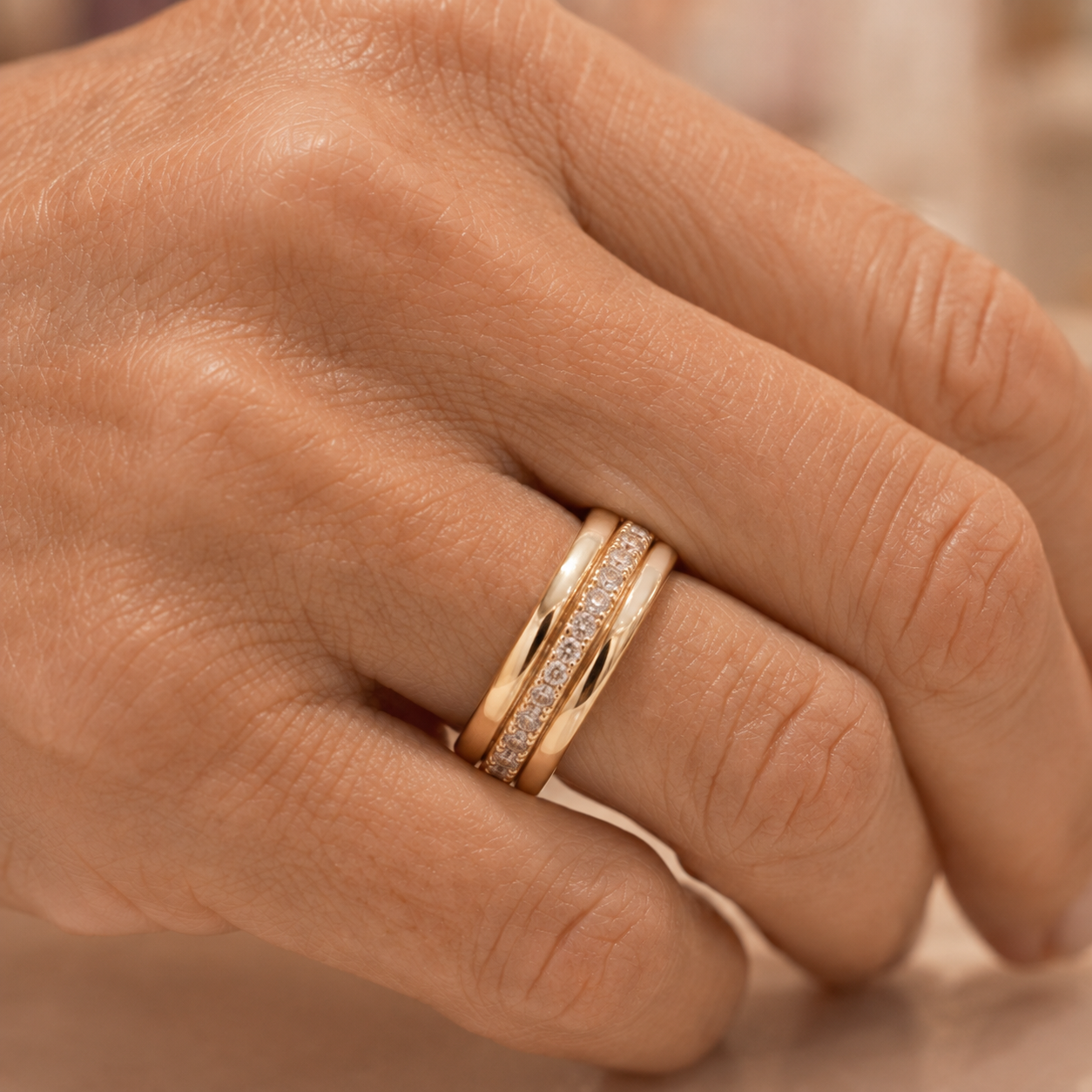 Vintage Gold Zirconia Inlaid Ring