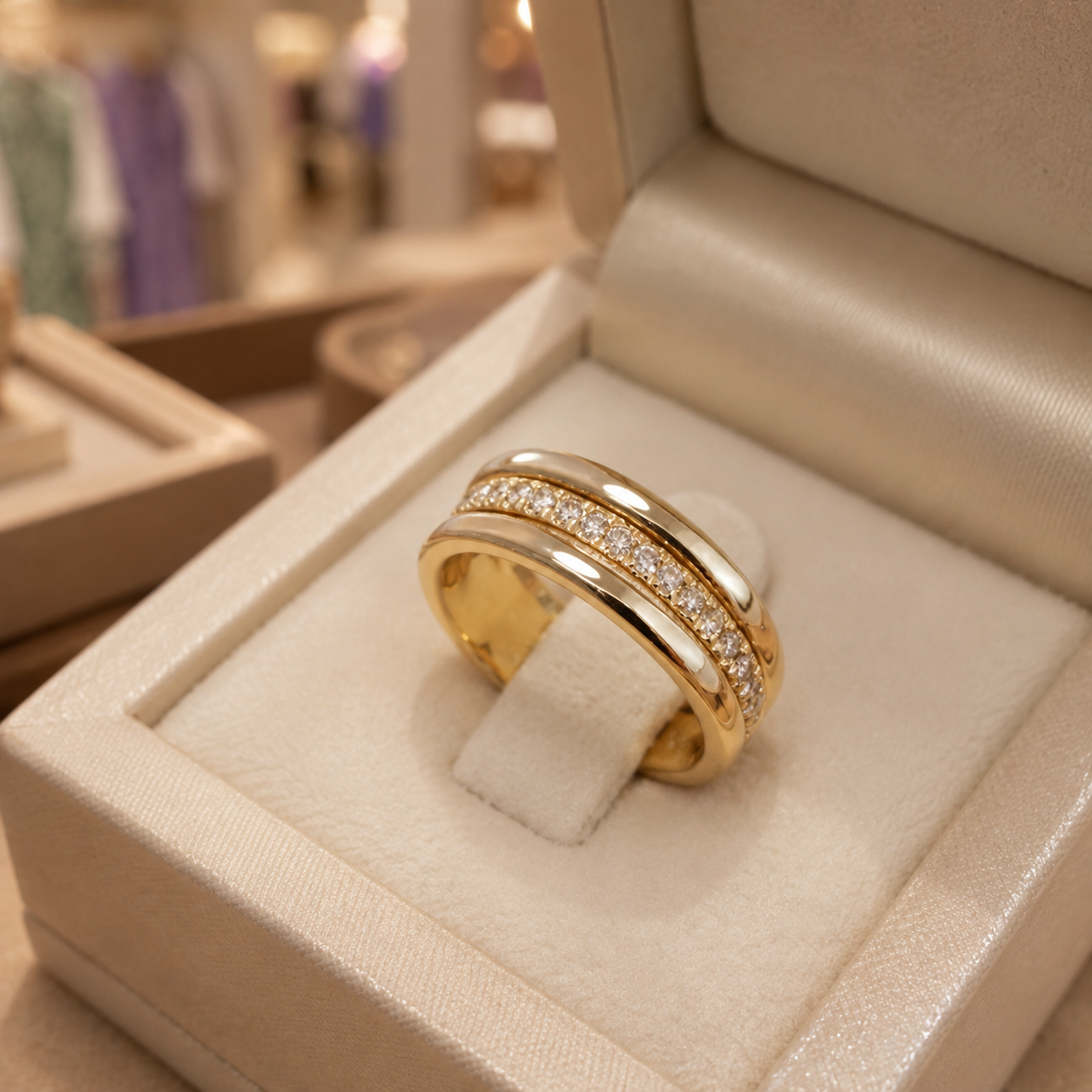 Vintage Gold Zirconia Inlaid Ring