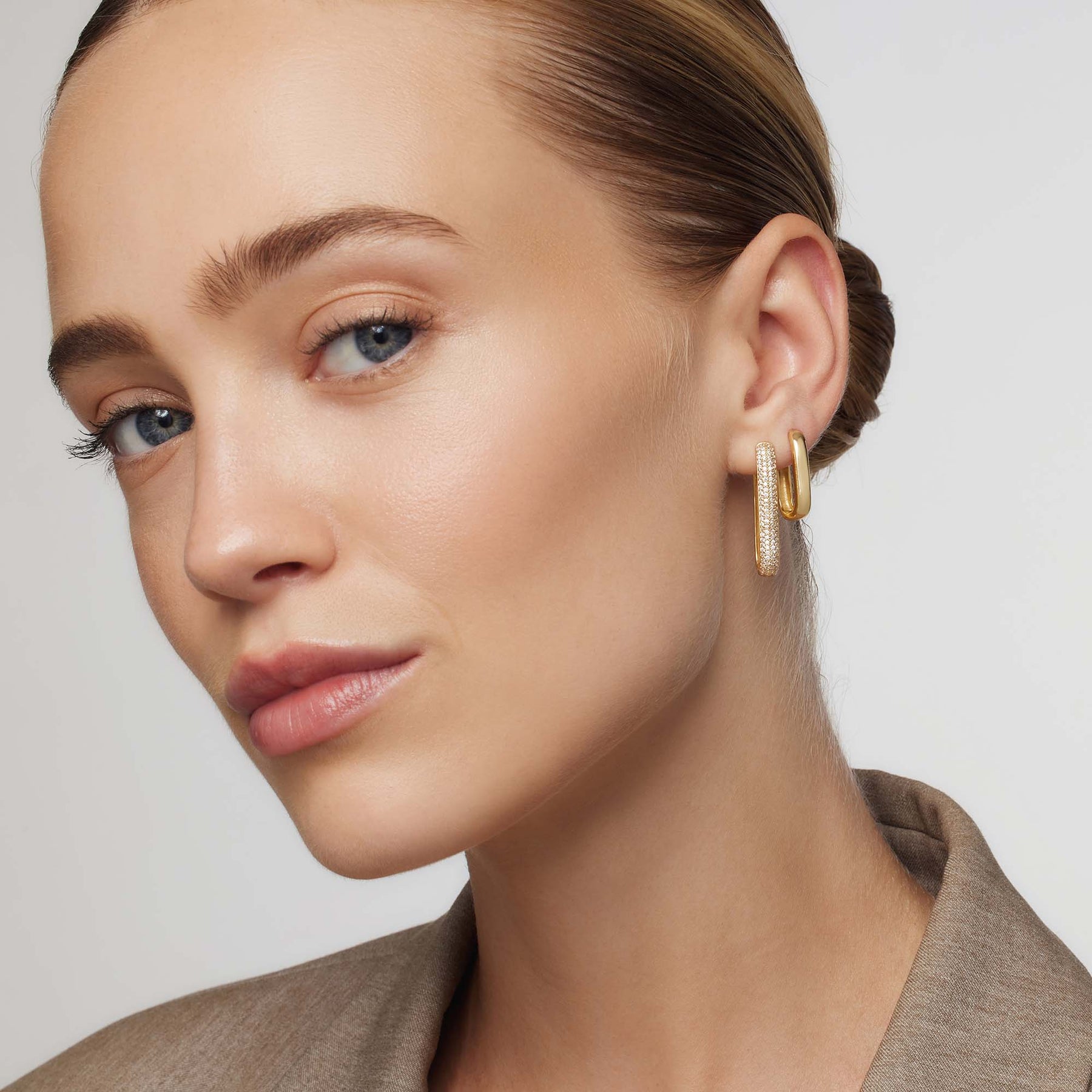 Gold Large Icon Rings with Pave