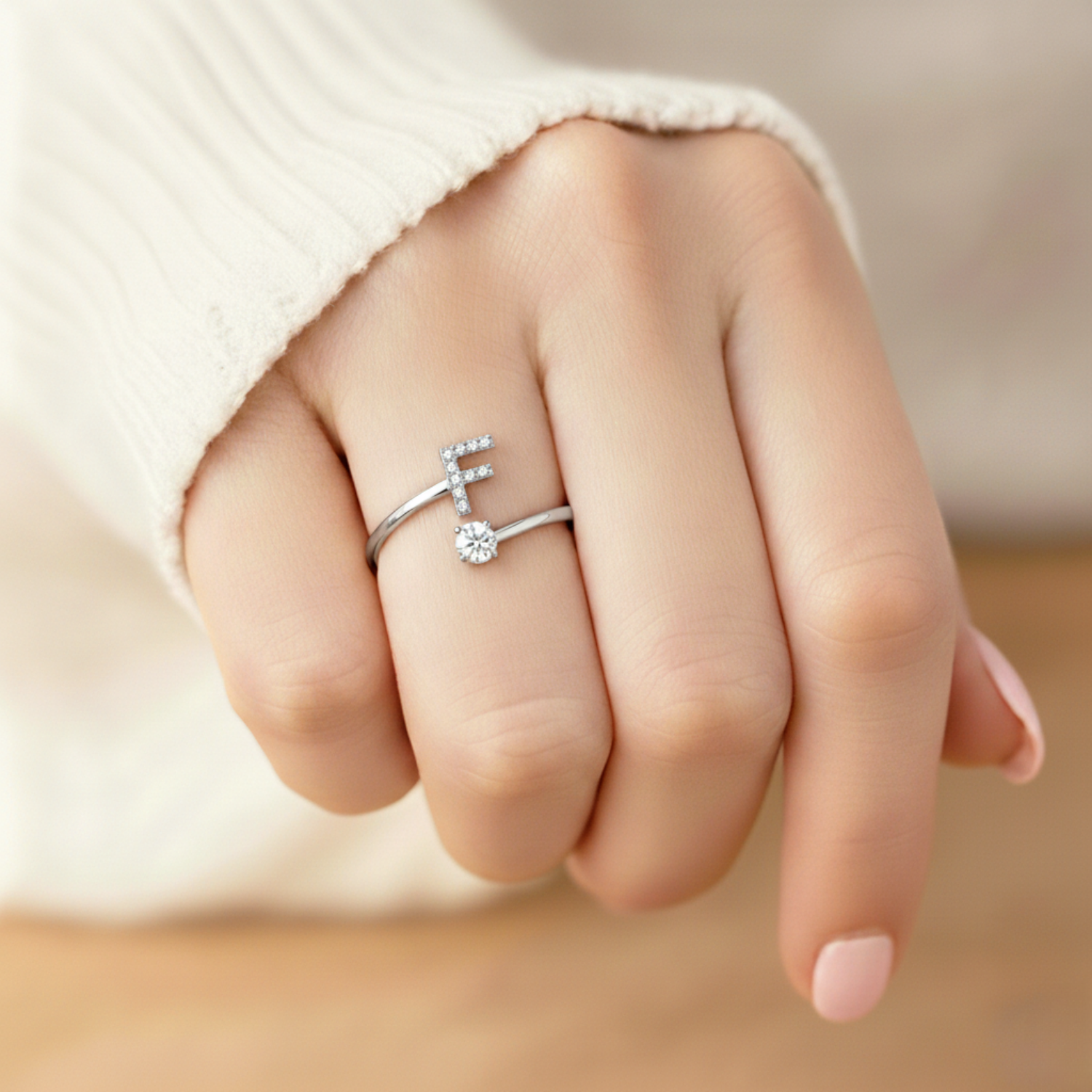 Diamond Initial Ring