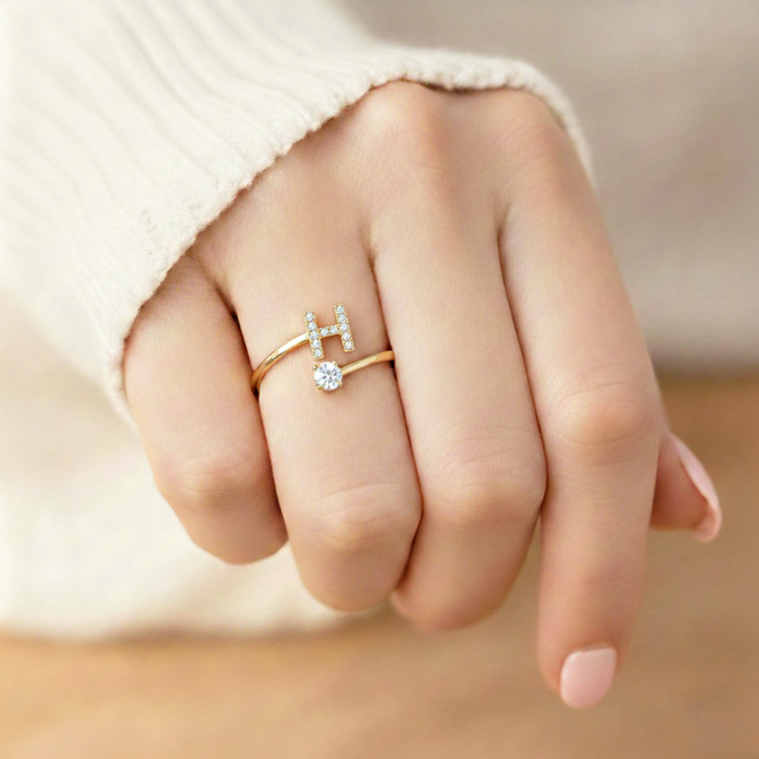 Diamond Initial Ring