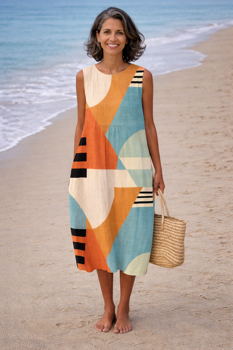 Iris | Geometric Midi Dress