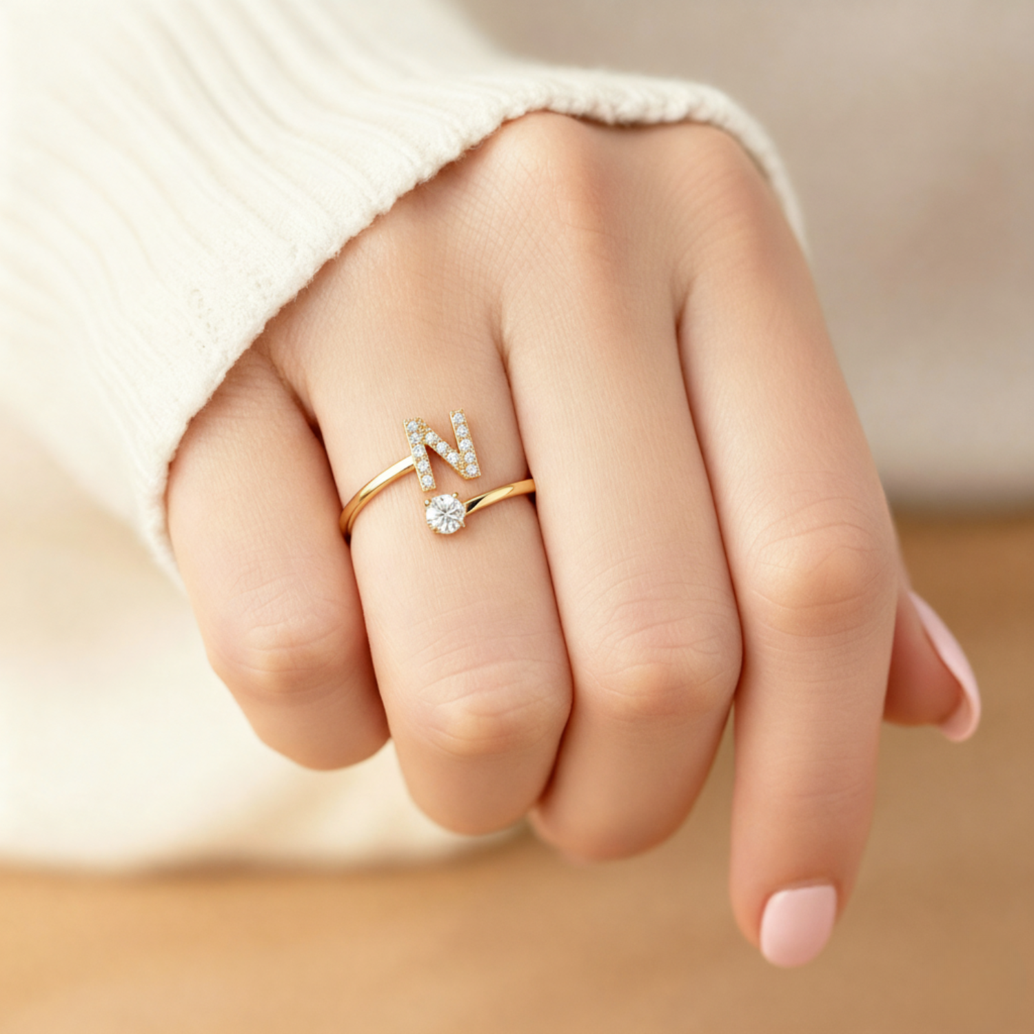 Diamond Initial Ring