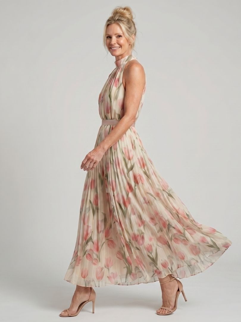 Victoria | Halter Neck Floral Midi Dress