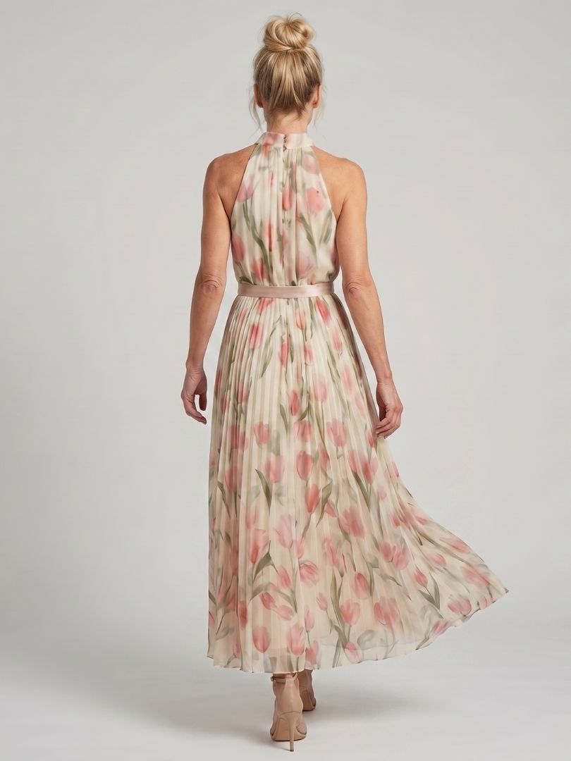 Victoria | Halter Neck Floral Midi Dress