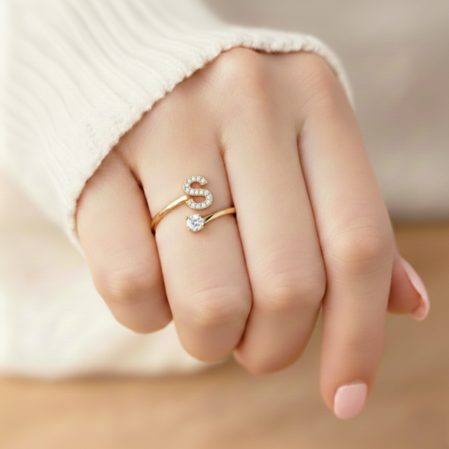 Diamond Initial Ring