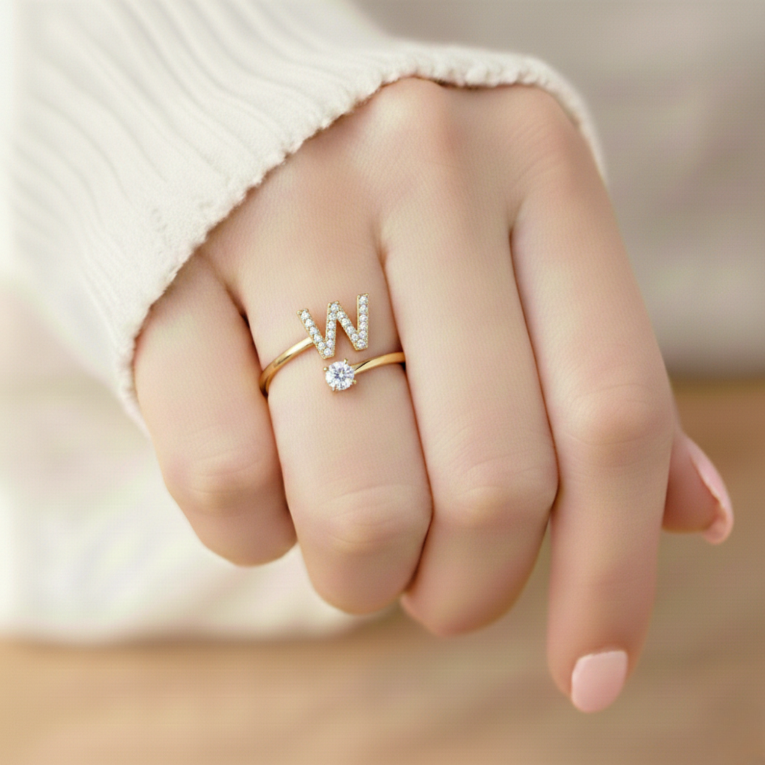 Diamond Initial Ring