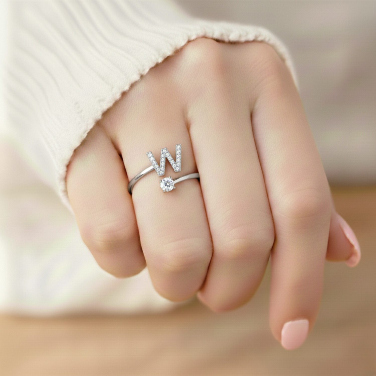 Diamond Initial Ring