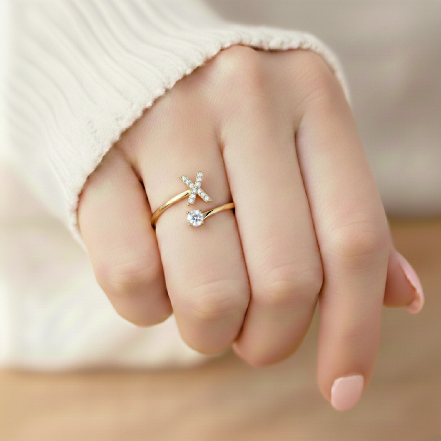 Diamond Initial Ring
