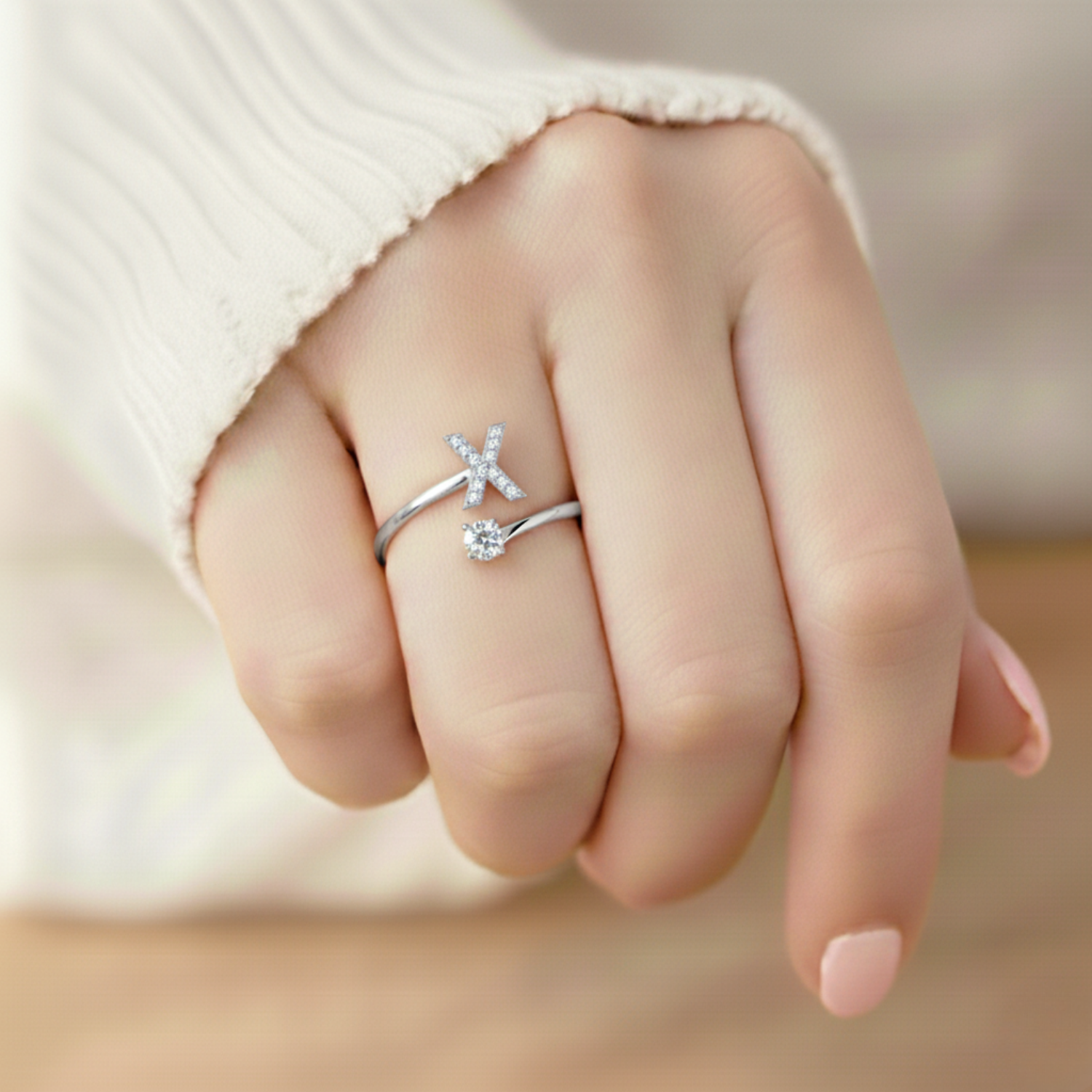 Diamond Initial Ring