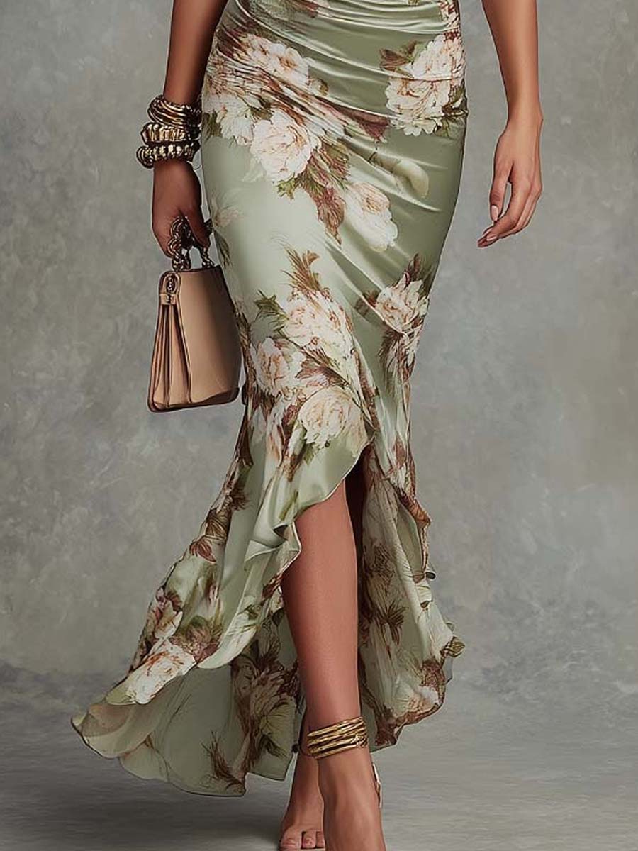 Anastasia | Asymmetrical Long Satin Dress