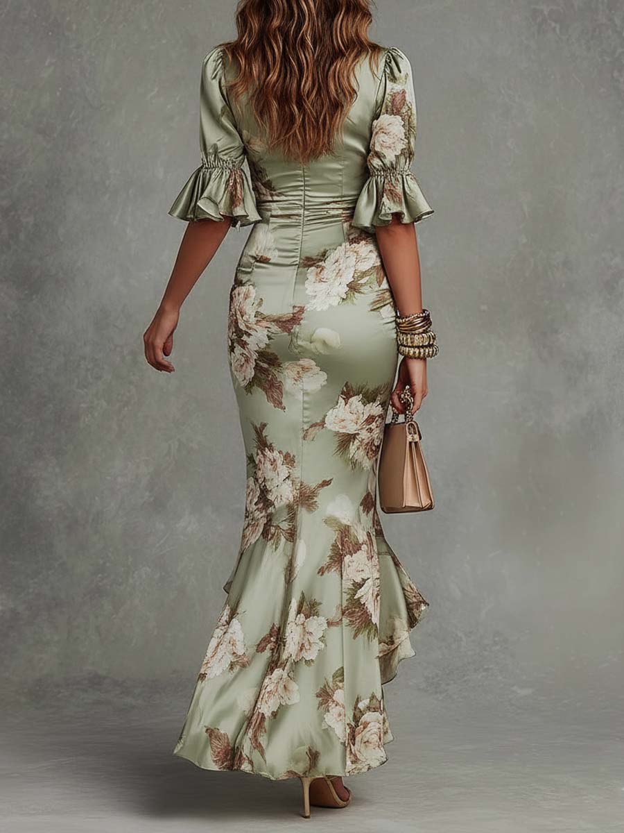 Anastasia | Asymmetrical Long Satin Dress
