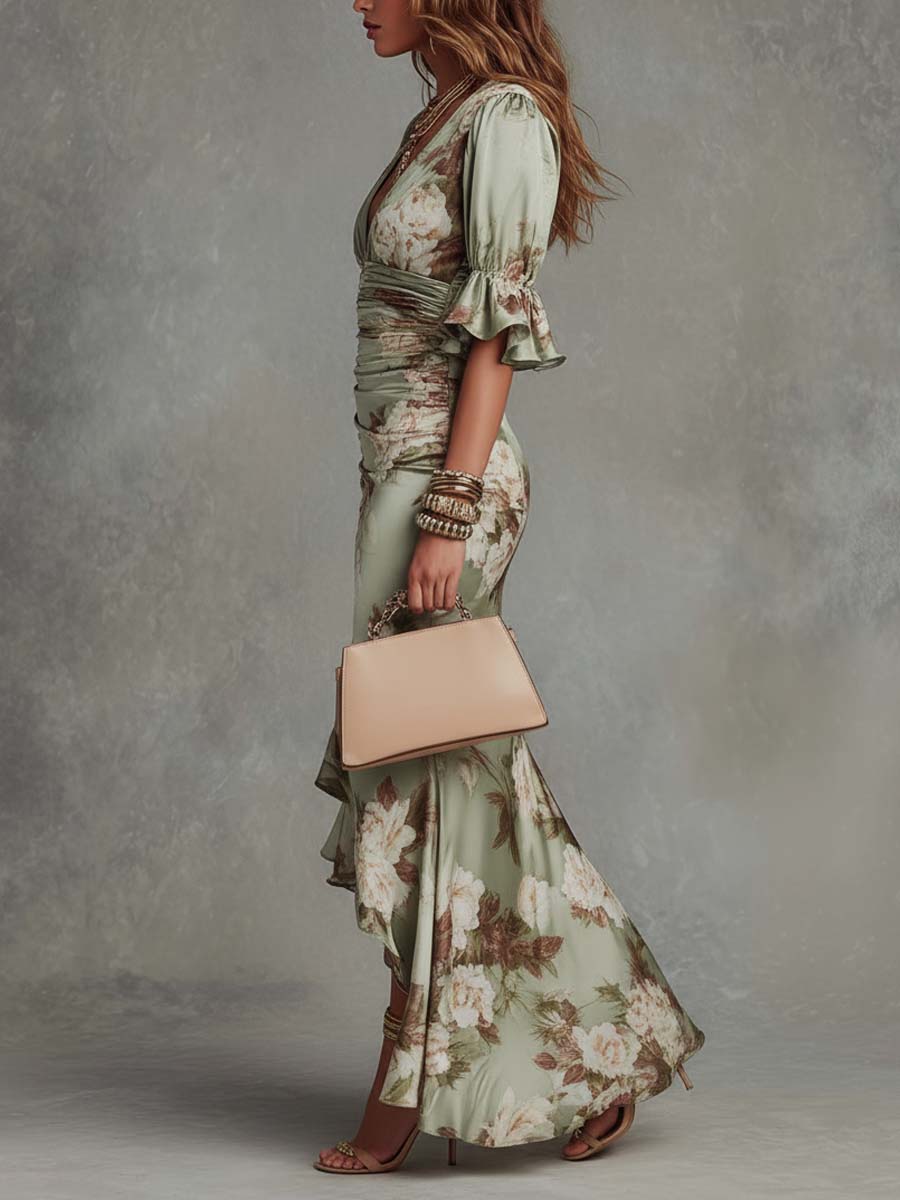 Anastasia | Asymmetrical Long Satin Dress