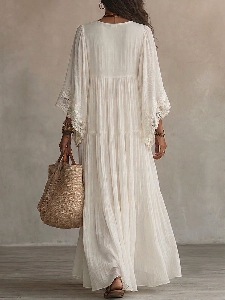 Sharon | Ivory Lace Maxi Dress