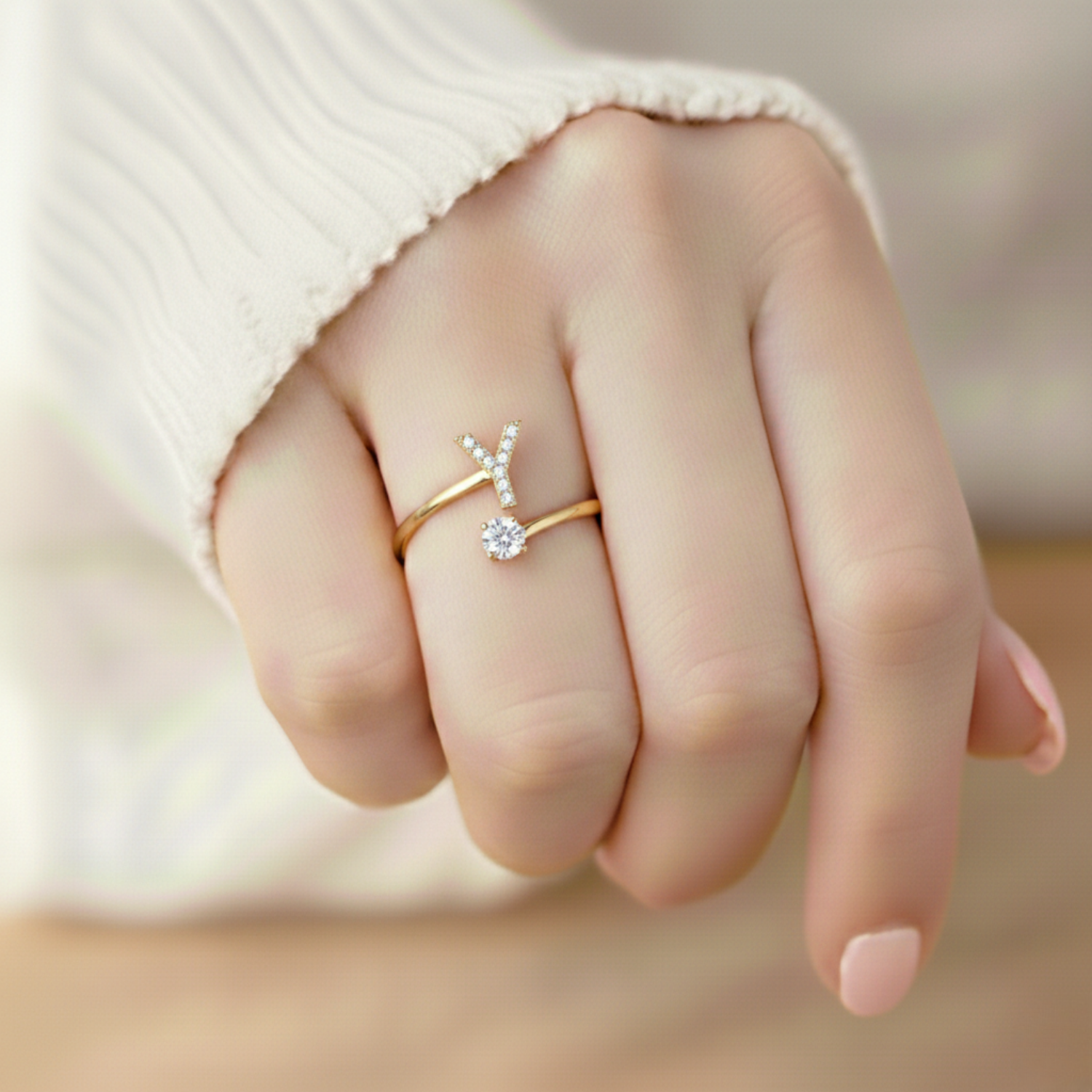 Diamond Initial Ring