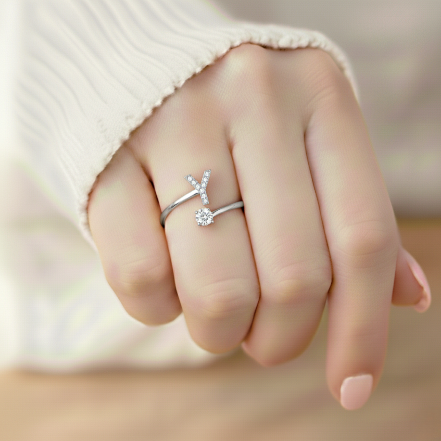 Diamond Initial Ring