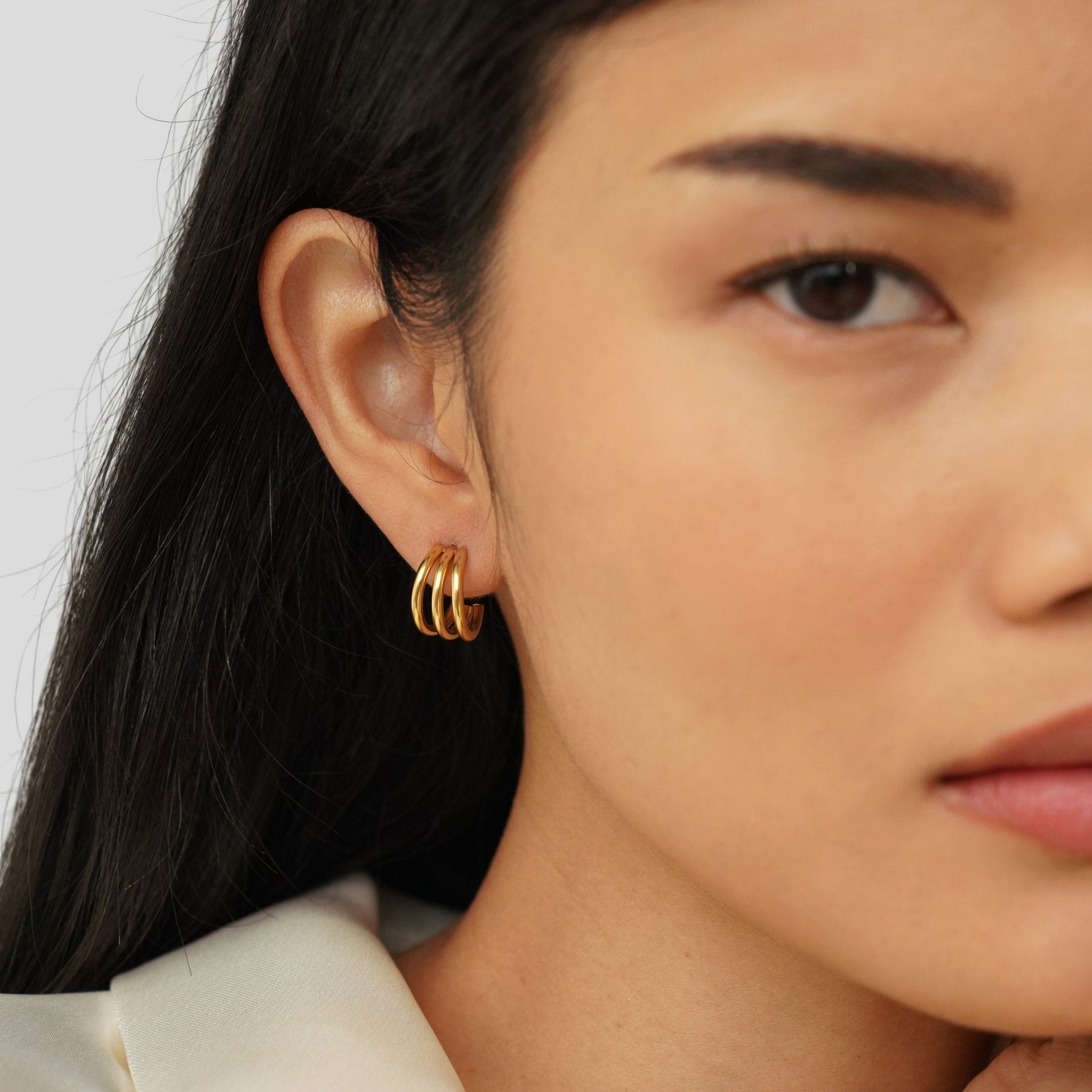 Tricolor Gold Earrings