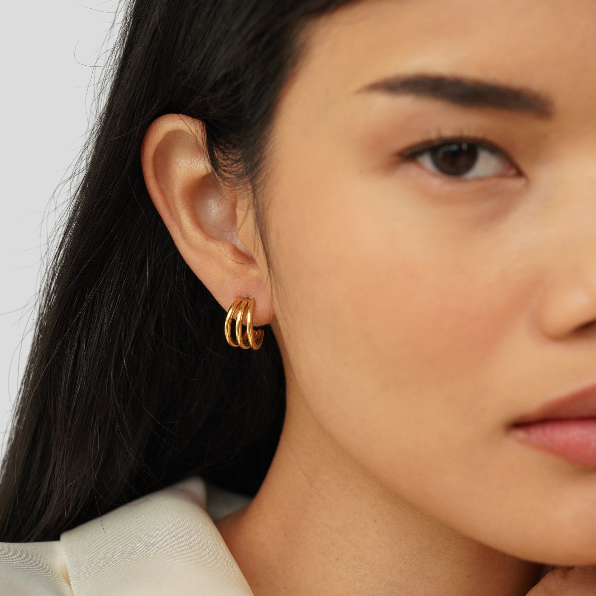Tricolor Gold Earrings