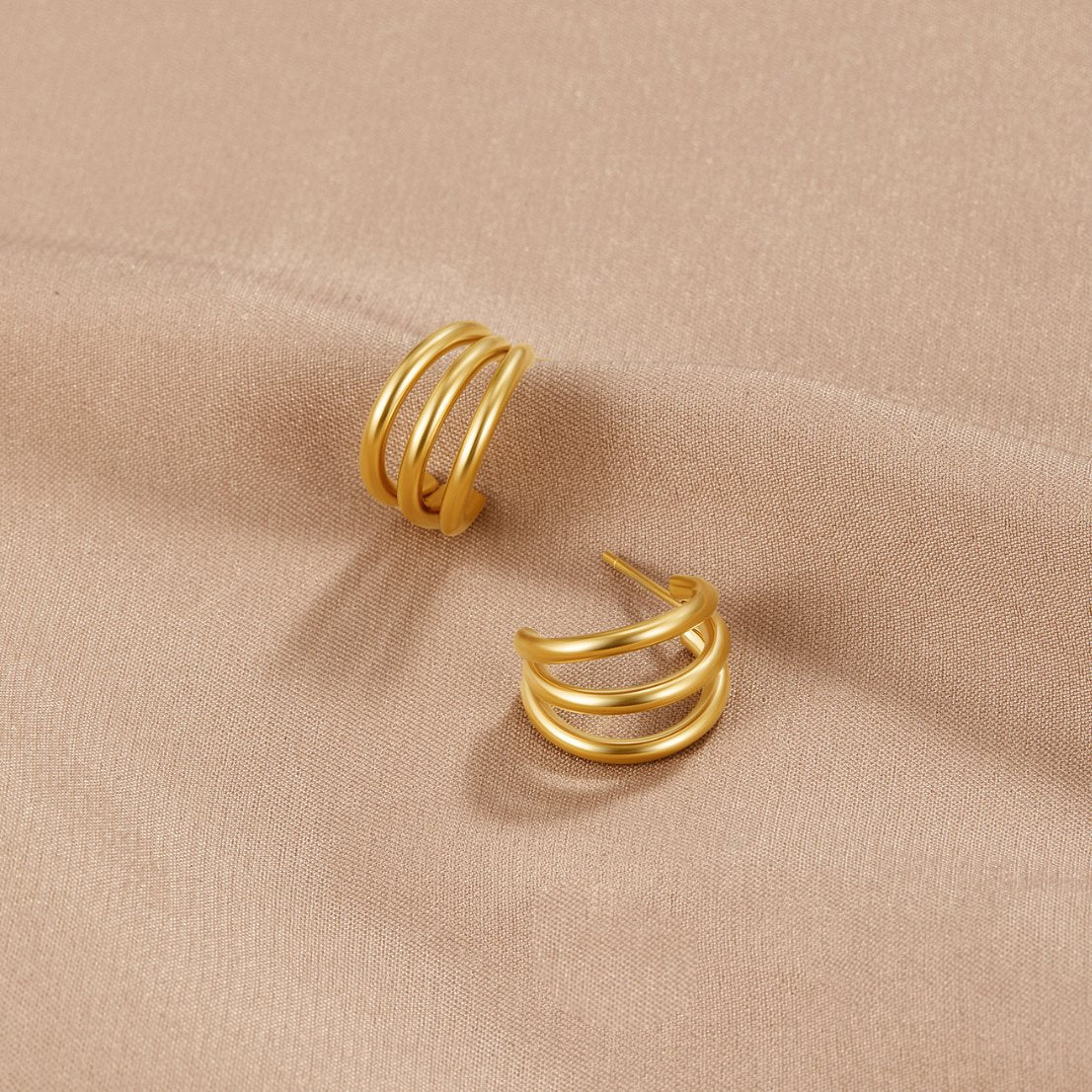Tricolor Gold Earrings
